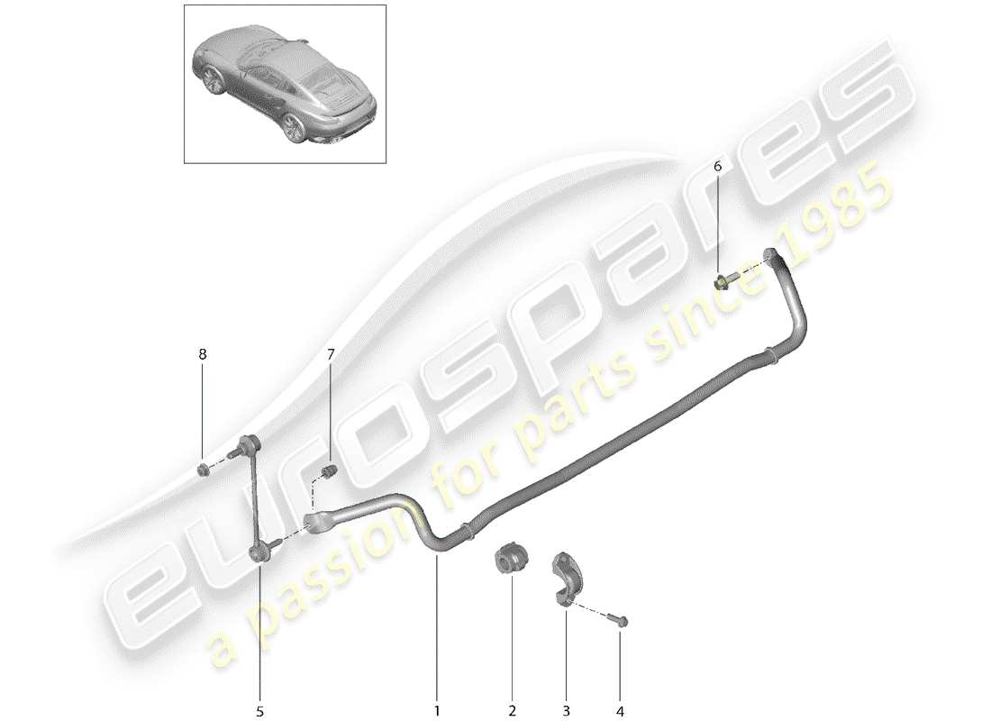 porsche 2014 (991-1 turbo) schéma des pièces du stabilisateur