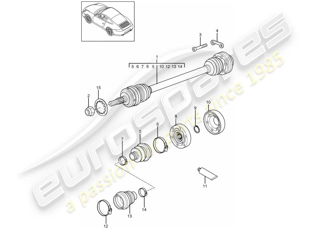 porsche 2010 (997-2) arbre de transmission schéma des pièces
