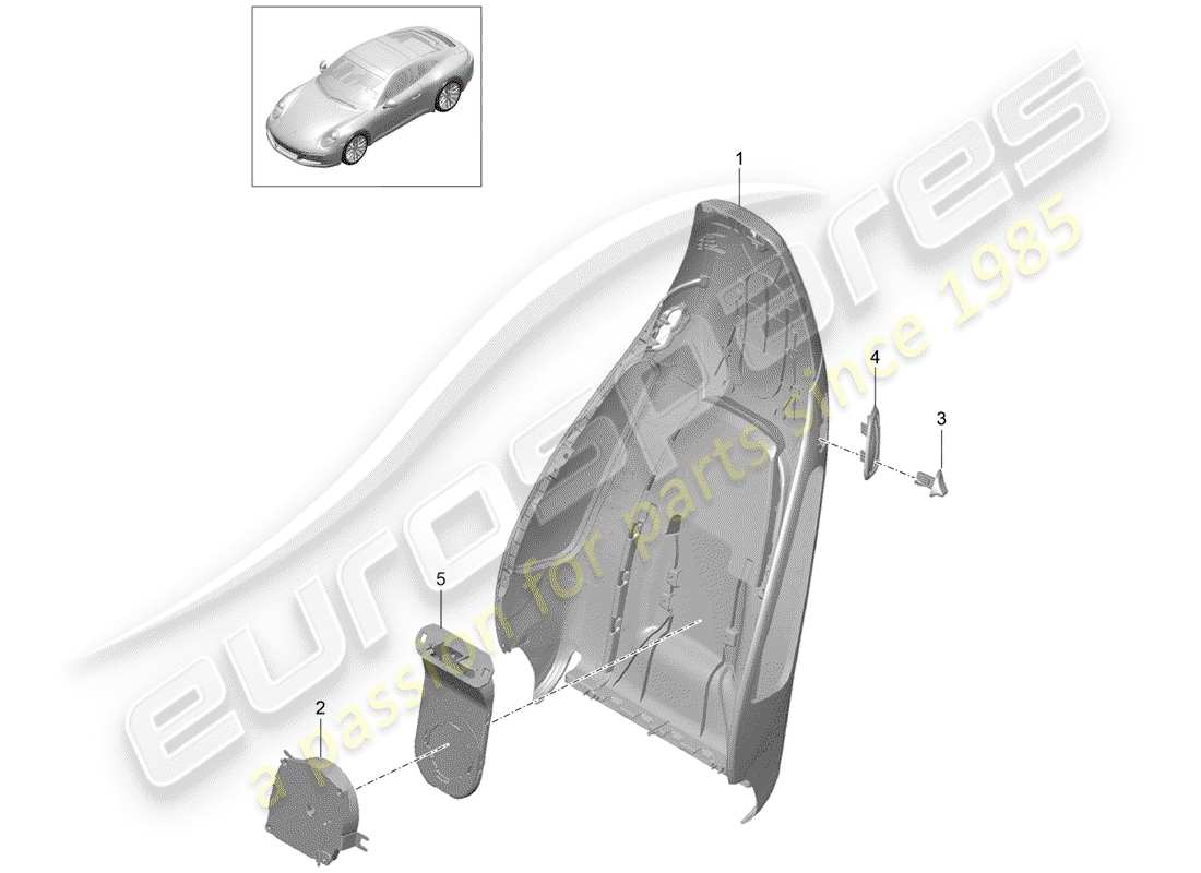porsche 2017 (991-2) coque de dossier schéma des pièces