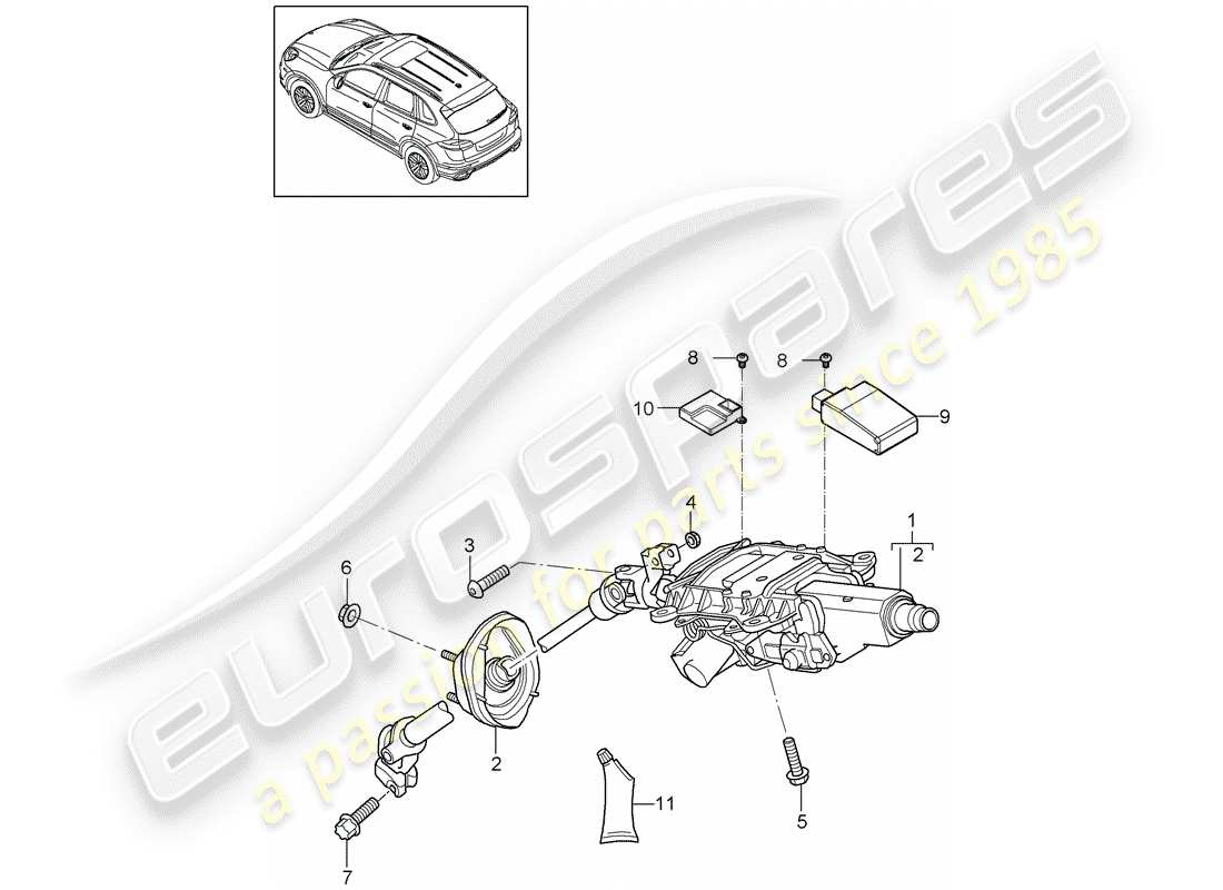 porsche 2014 (cayenne e2 92a) colonne de direction schéma des pièces