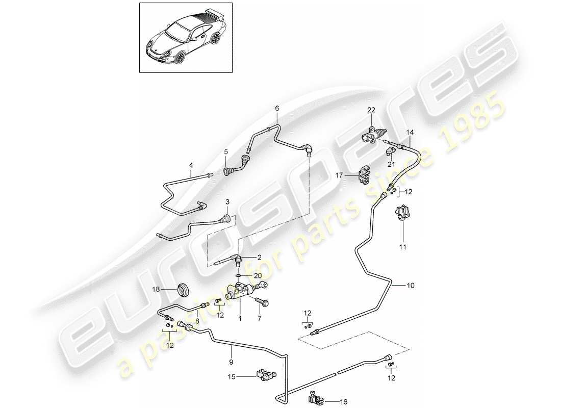 porsche 2007 (997-1 gt3) embrayage hydraulique schéma des pièces