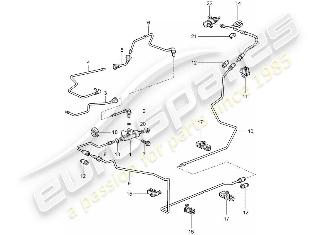 porsche 2008 (997-1 gt3) embrayage hydraulique schéma des pièces