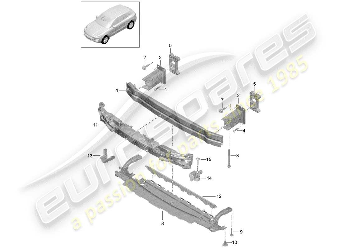 porsche 2015 (macan) support de pare-chocs schéma des pièces