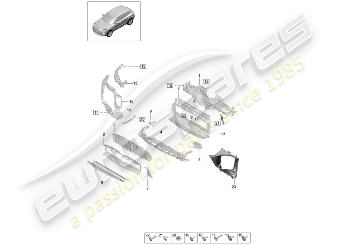 porsche 2019 (macan) schéma des pièces du support
