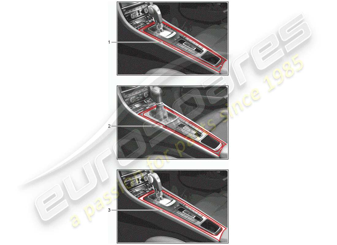 porsche 2016 (tequipment 98x/99x) garniture schéma des pièces
