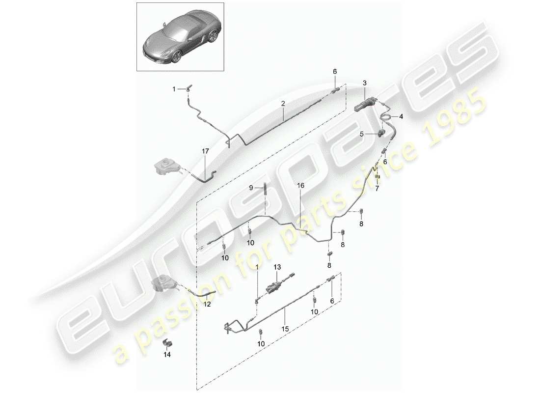 porsche 2015 (981 boxster) actionnement de l'embrayage schéma des pièces