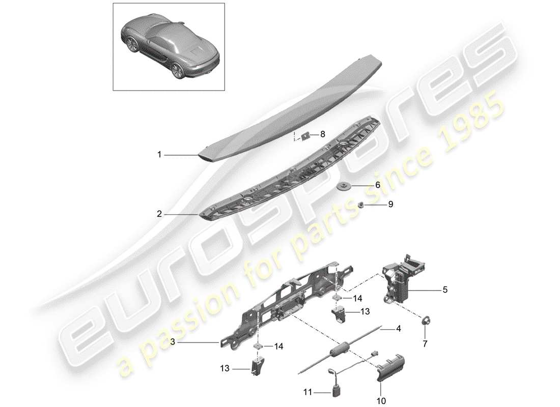 porsche 2015 (981 boxster) aileron arrière schéma des pièces