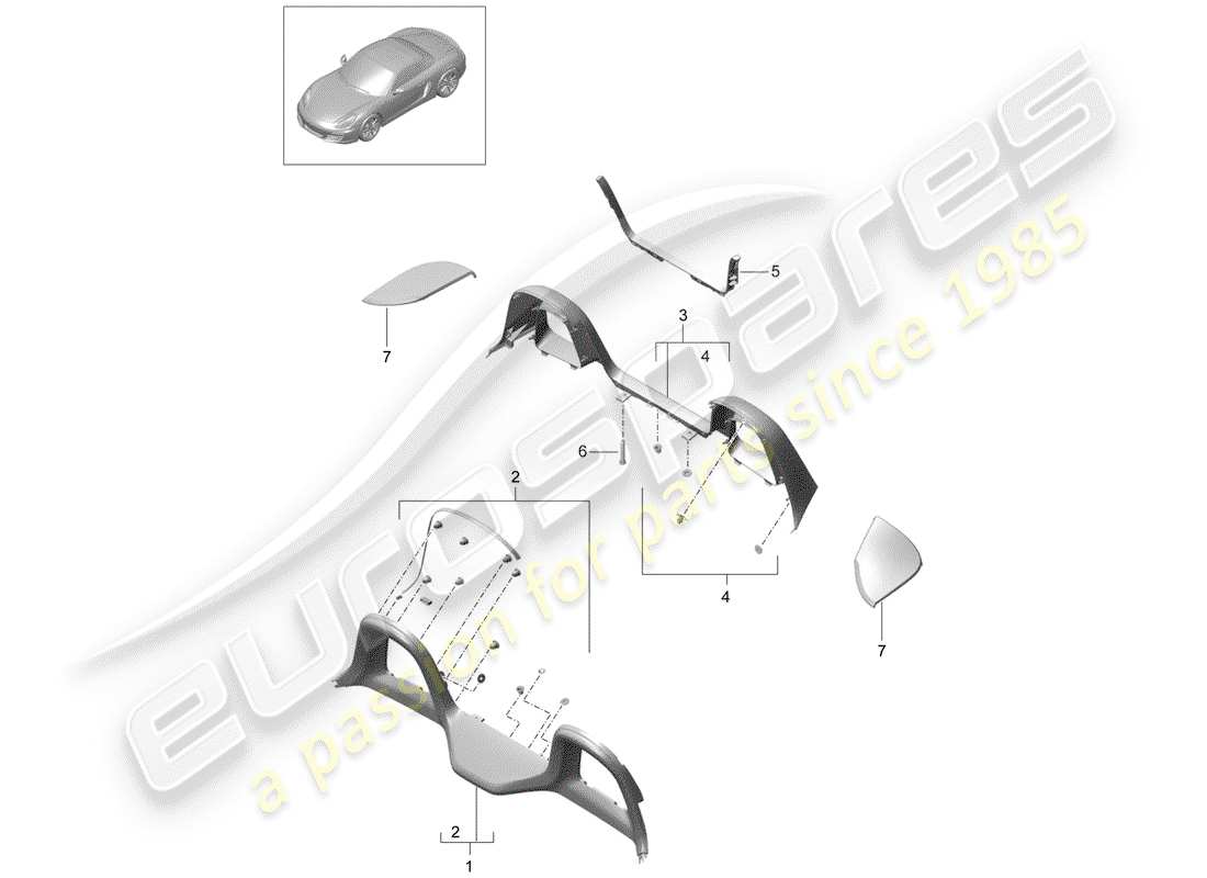 porsche 2015 (981 boxster) garnitures schéma des pièces