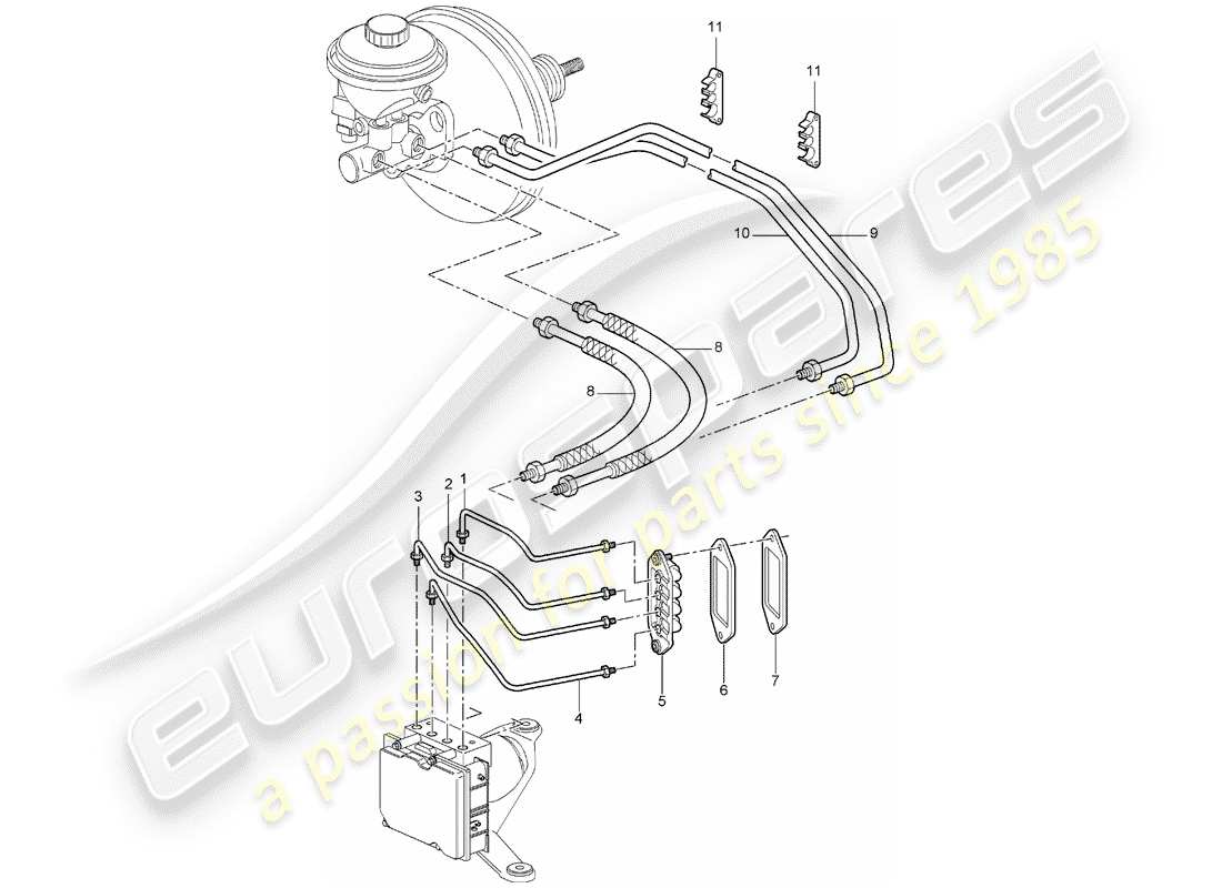 porsche 2007 (997-1) conduites de frein schéma des pièces