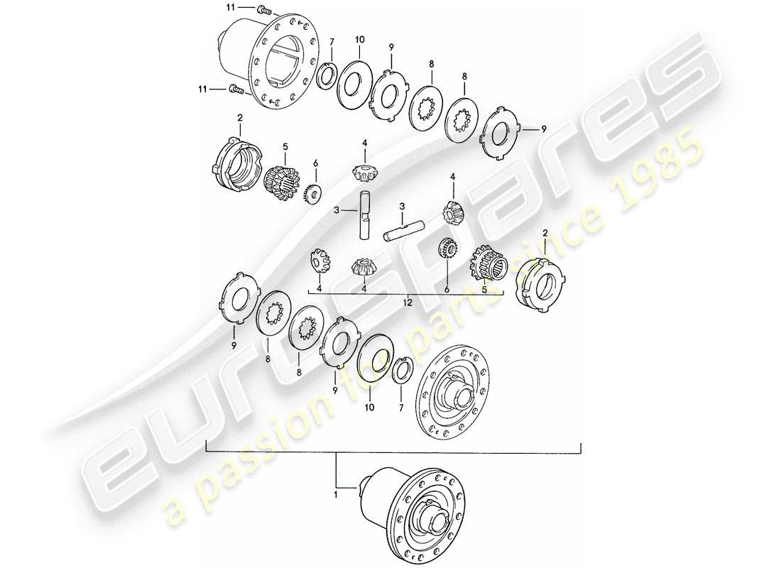 porsche 1990 (928) transmission automatique - différentiel à glissement limité - d >> - mj 1989 schéma des pièces