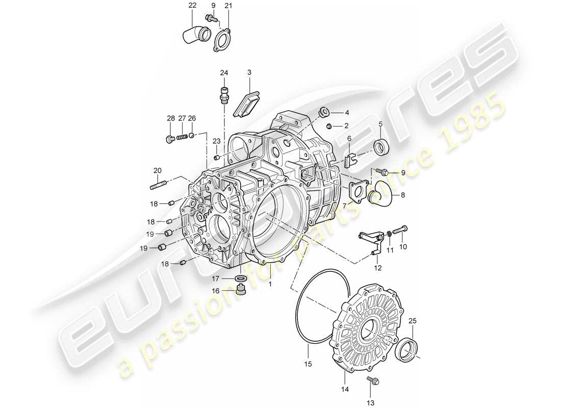 porsche 2004 (996 gt3) carter de transmission schéma des pièces