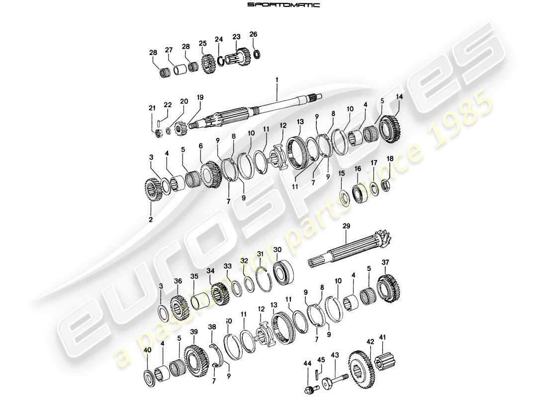 porsche 1976 (914) engrenages et arbres diagramme des pièces