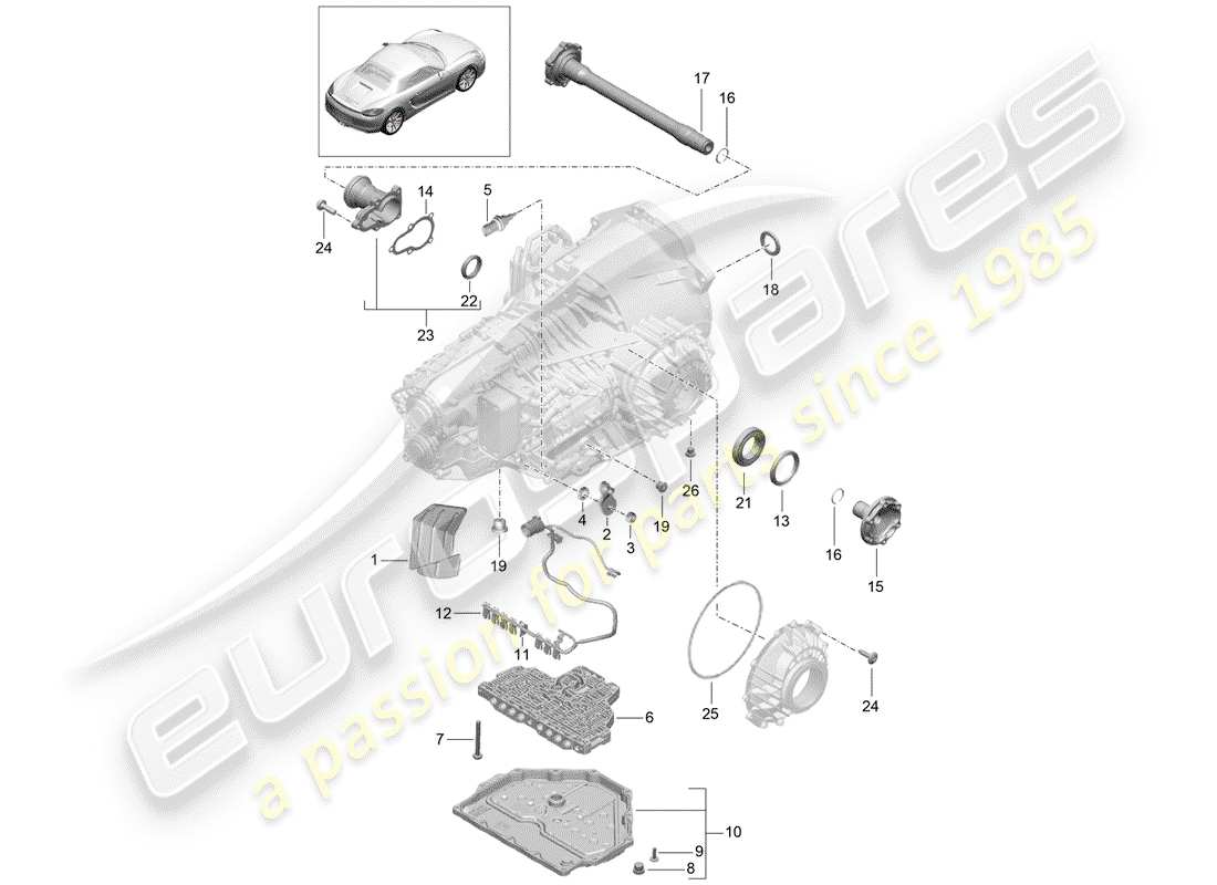porsche 2015 (981 boxster) -pdk-diagramme des pièces
