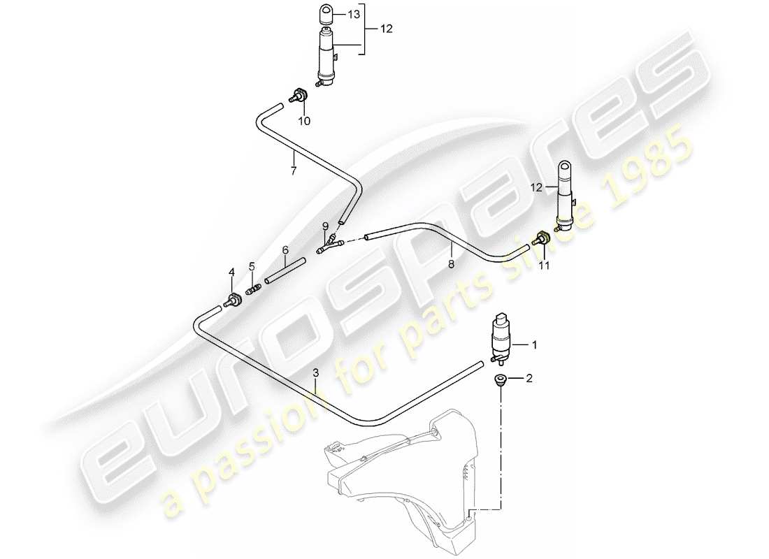 porsche 2007 (987 boxster) système de lave- rondelle schéma des pièces
