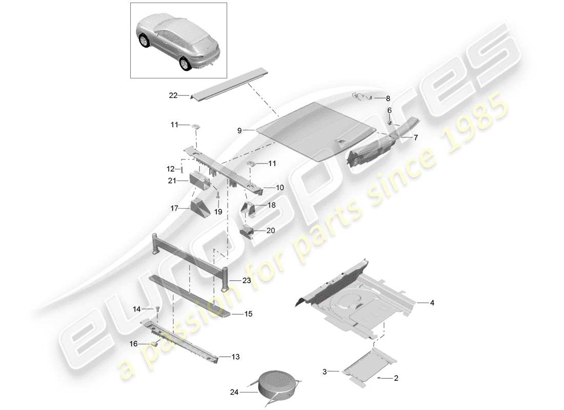 porsche 2014 (macan) diagramme des pièces de doublure