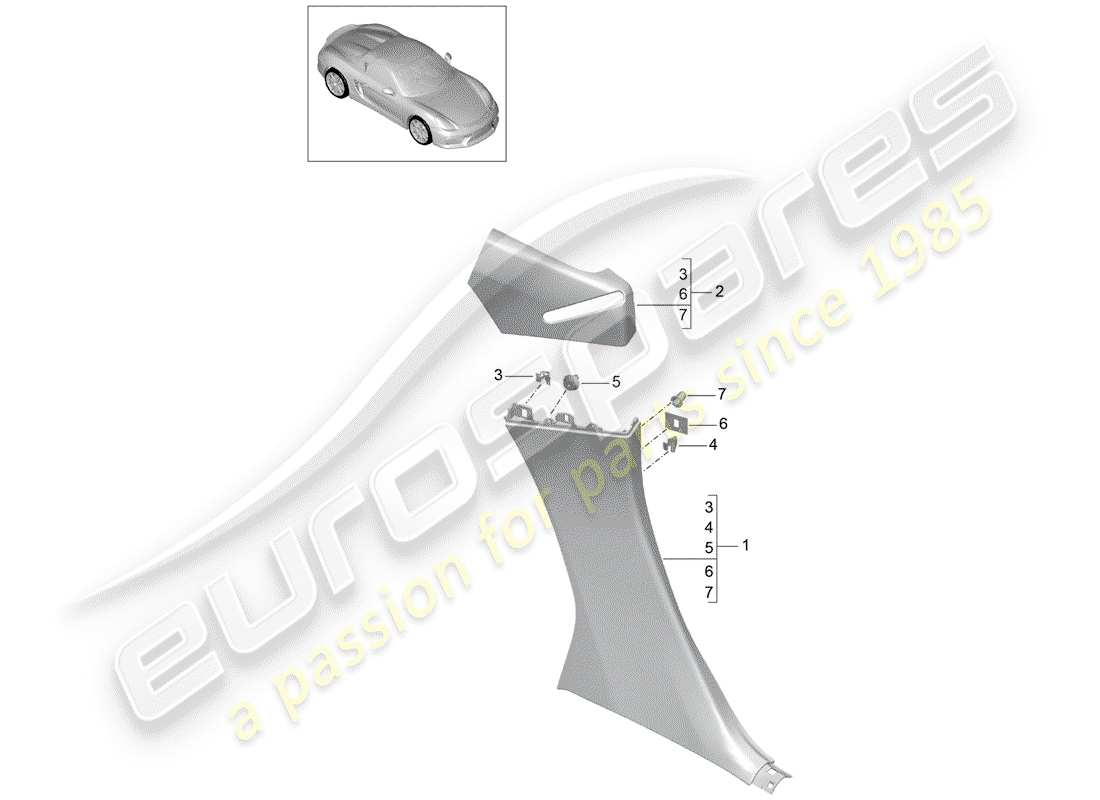 porsche 2016 (981 boxster spyder) schéma des pièces des garnitures