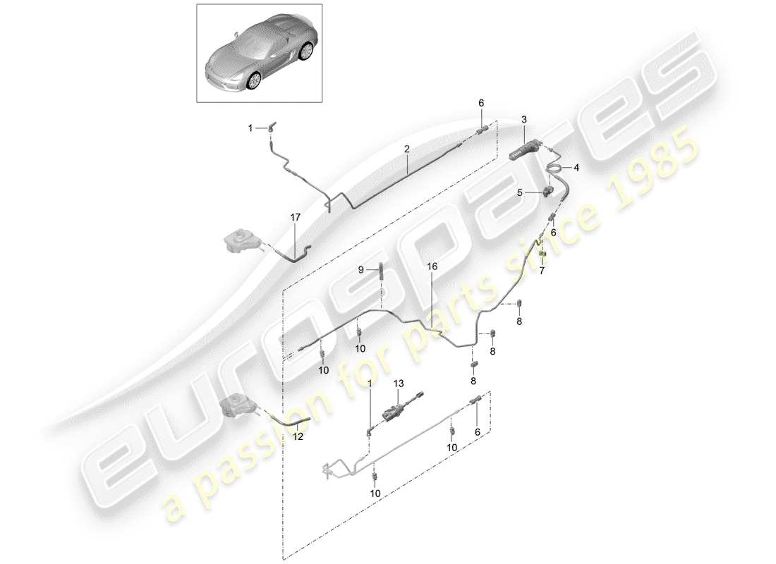 porsche 2016 (981 boxster spyder) embrayage hydraulique schéma des pièces