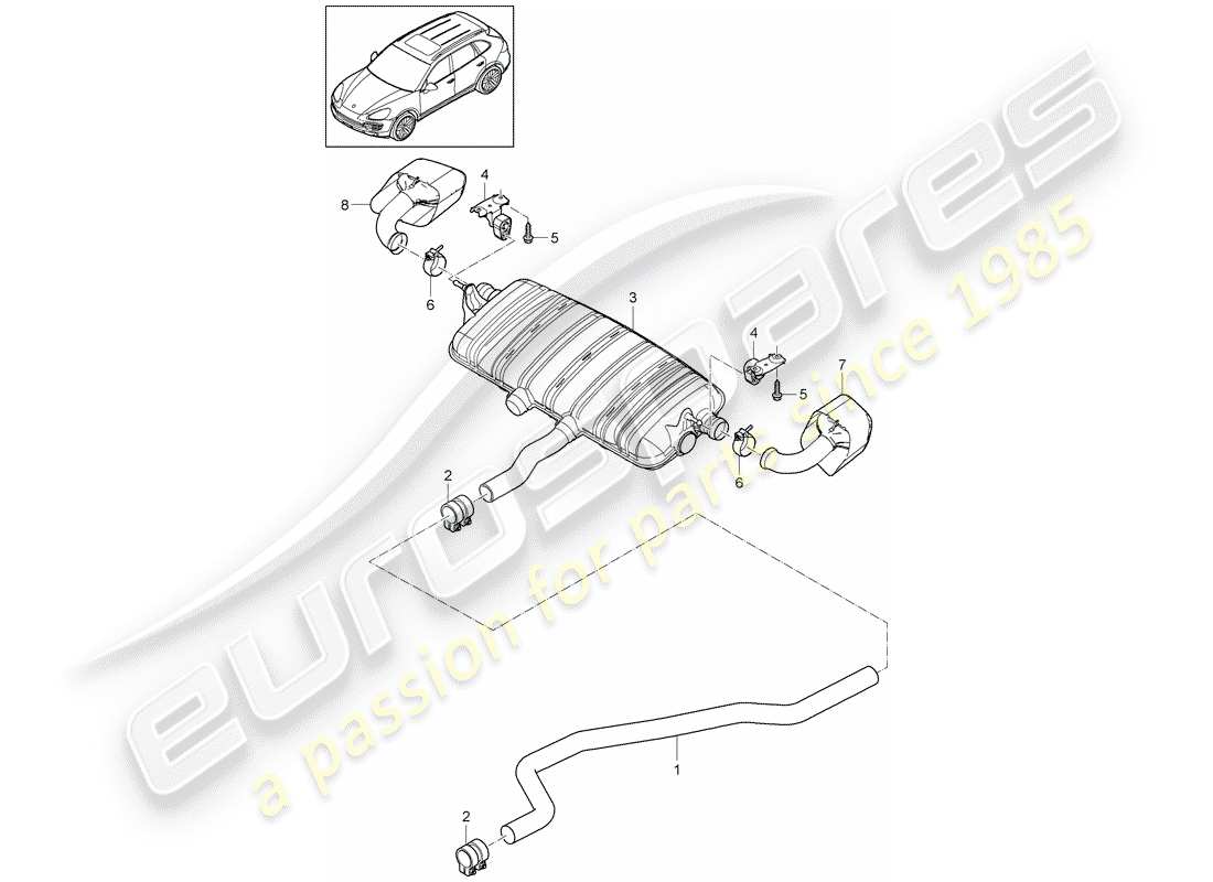porsche 2015 (cayenne e2 92a) système d'échappement schéma des pièces
