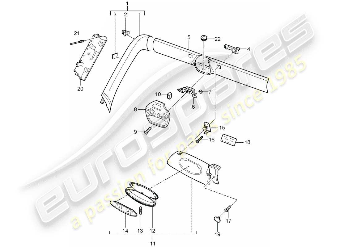 porsche 2010 (997-2) un pilier schéma des pièces