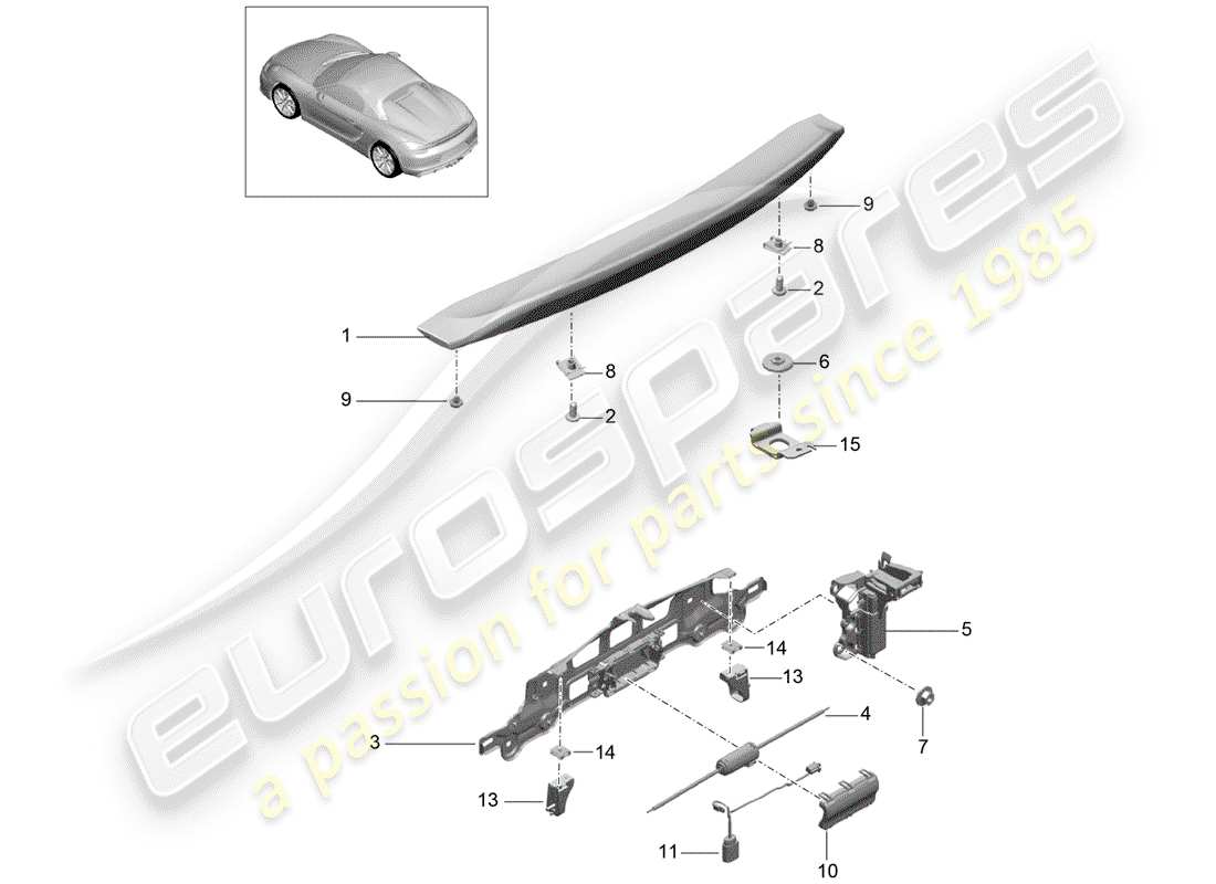 porsche 2016 (981 boxster spyder) aileron arrière schéma des pièces