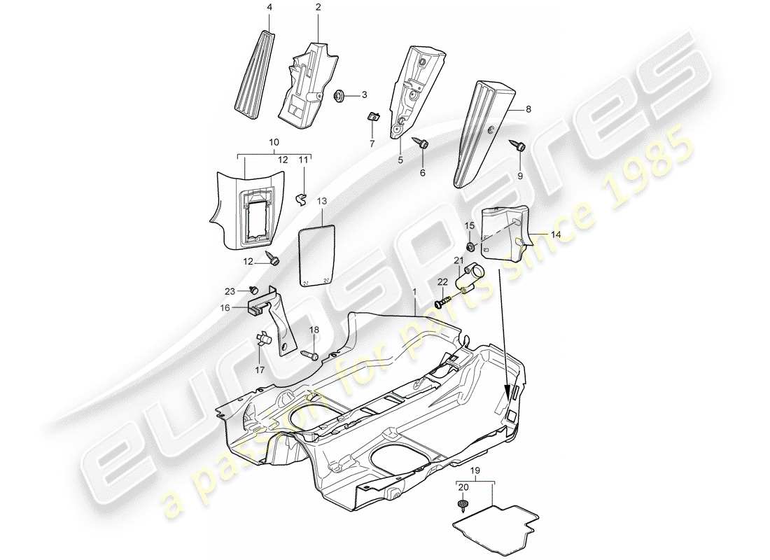 porsche 2007 (987 boxster) équipement intérieur schéma des pièces
