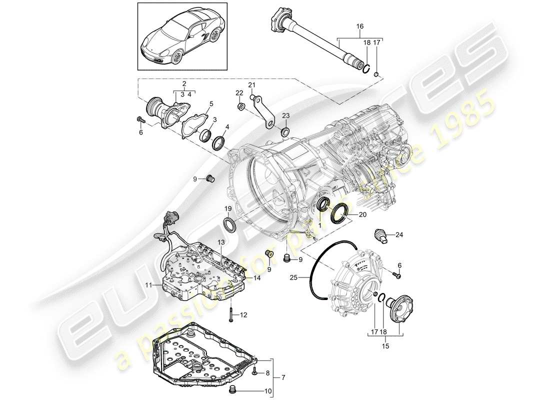 porsche 2009 (987 cayman) -pdk- schéma des pièces