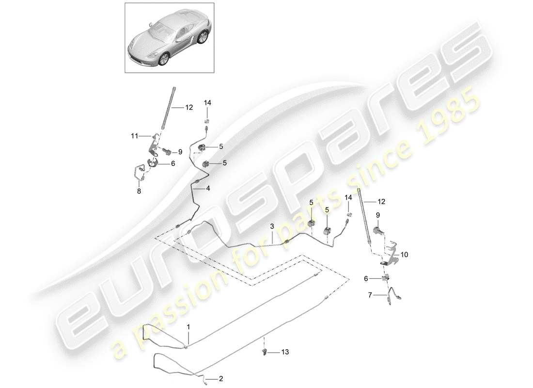 porsche 2018 (718 cayman) conduite de frein schéma des pièces