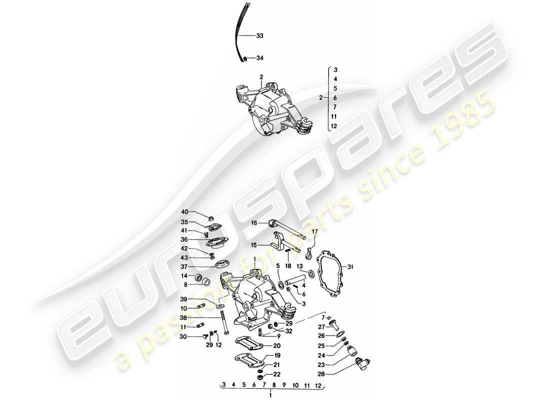 porsche 1976 (914) couvercle de transmission - suspension de transmission schéma des pièces