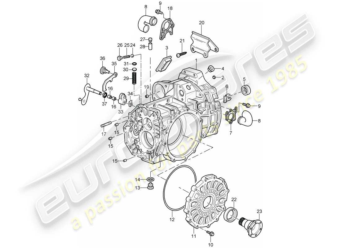 porsche 2009 997-2 turbo / gt2 carter de transmission schéma des pièces