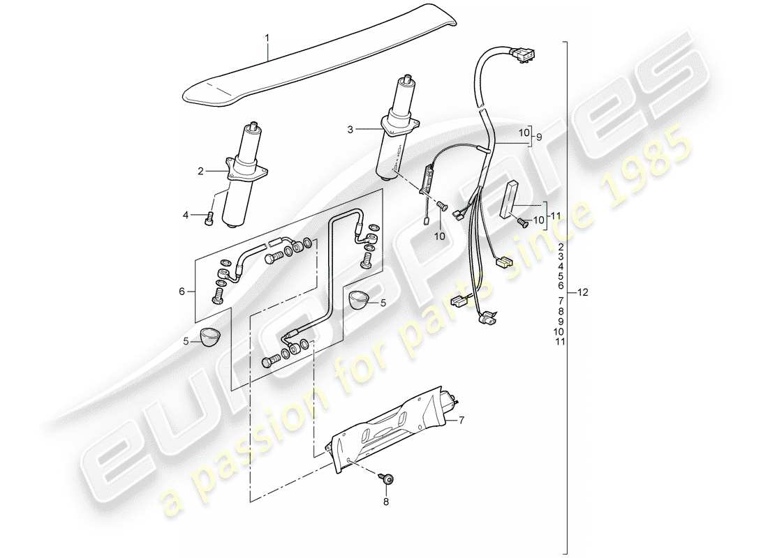 porsche 2009 997-2 turbo / gt2 aileron arrière schéma des pièces