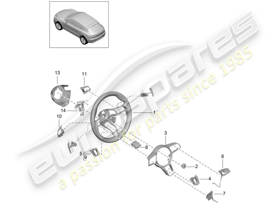 porsche 2020 (macan) volant de direction schéma des pièces