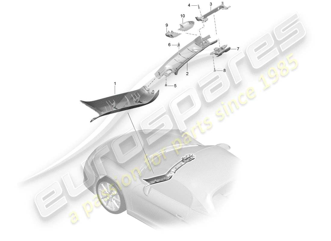 porsche 2016 (981 boxster spyder) schéma des pièces des garnitures