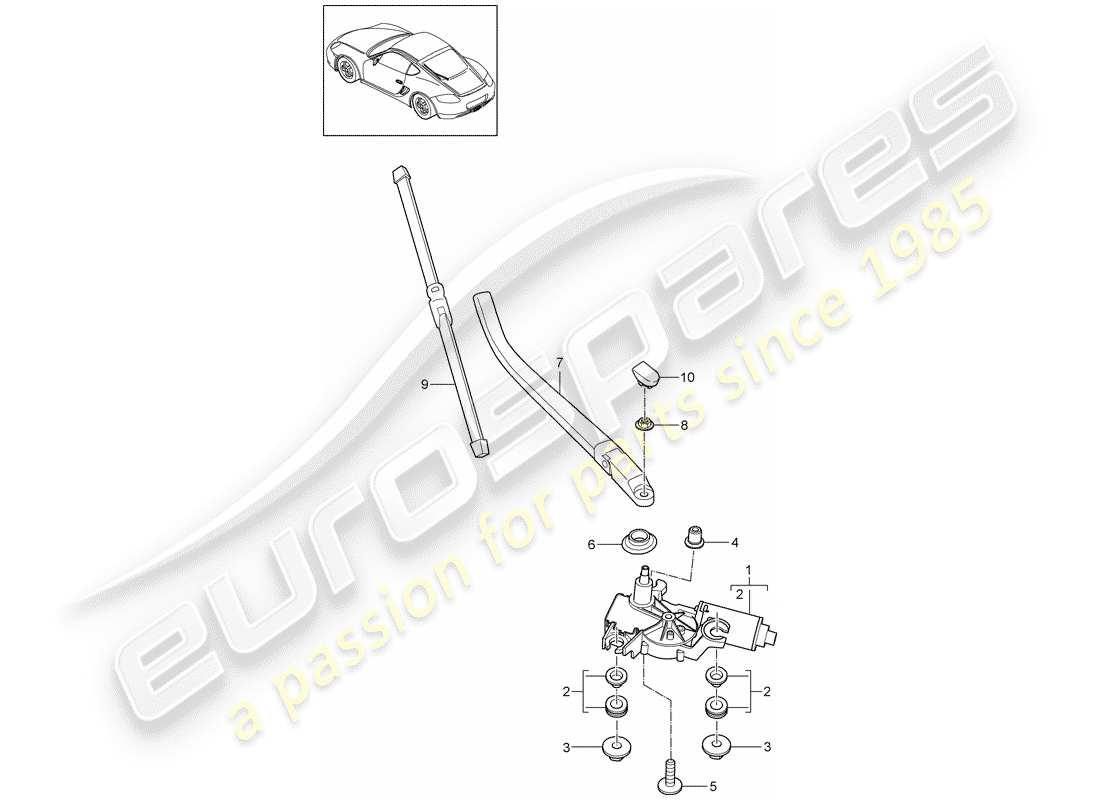 porsche 2009 (987 cayman) essuie-glace arrière schéma des pièces