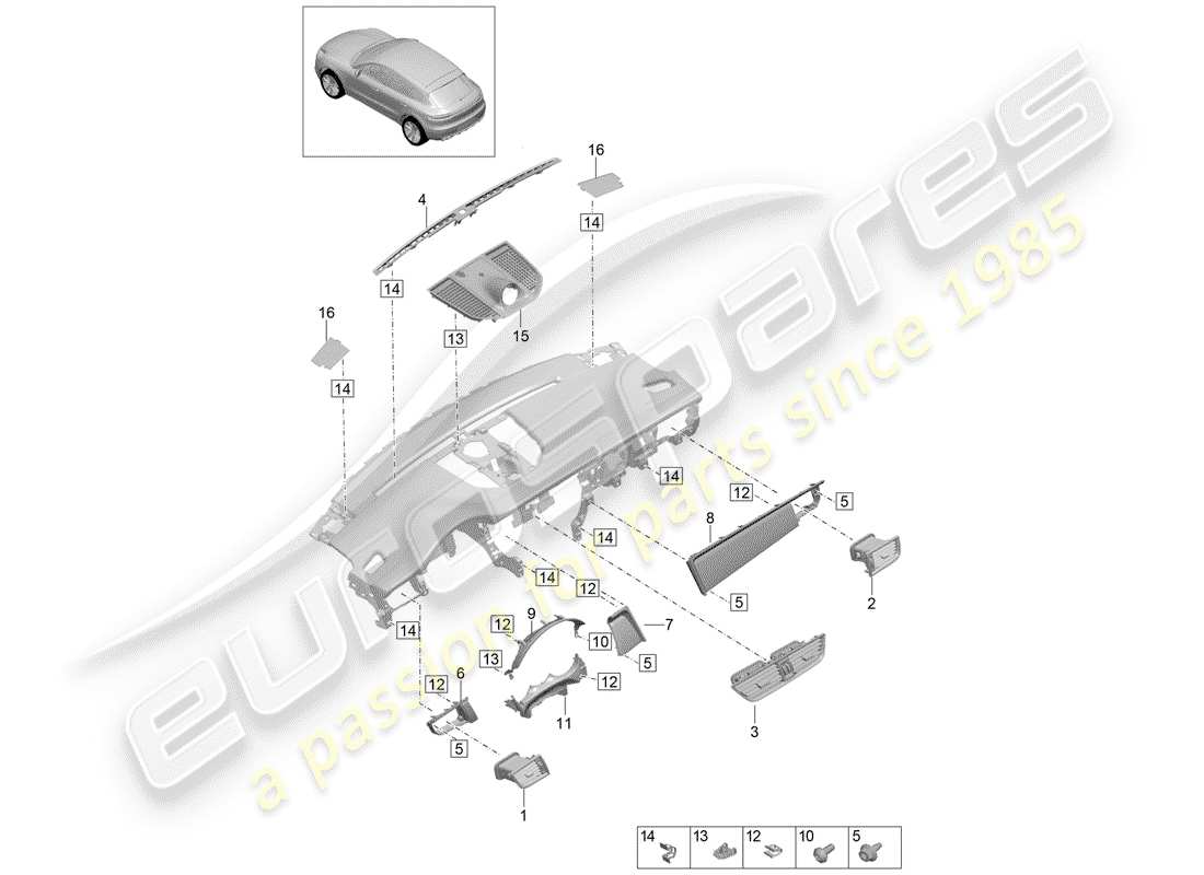 porsche 2019 (macan) accessoires schéma des pièces