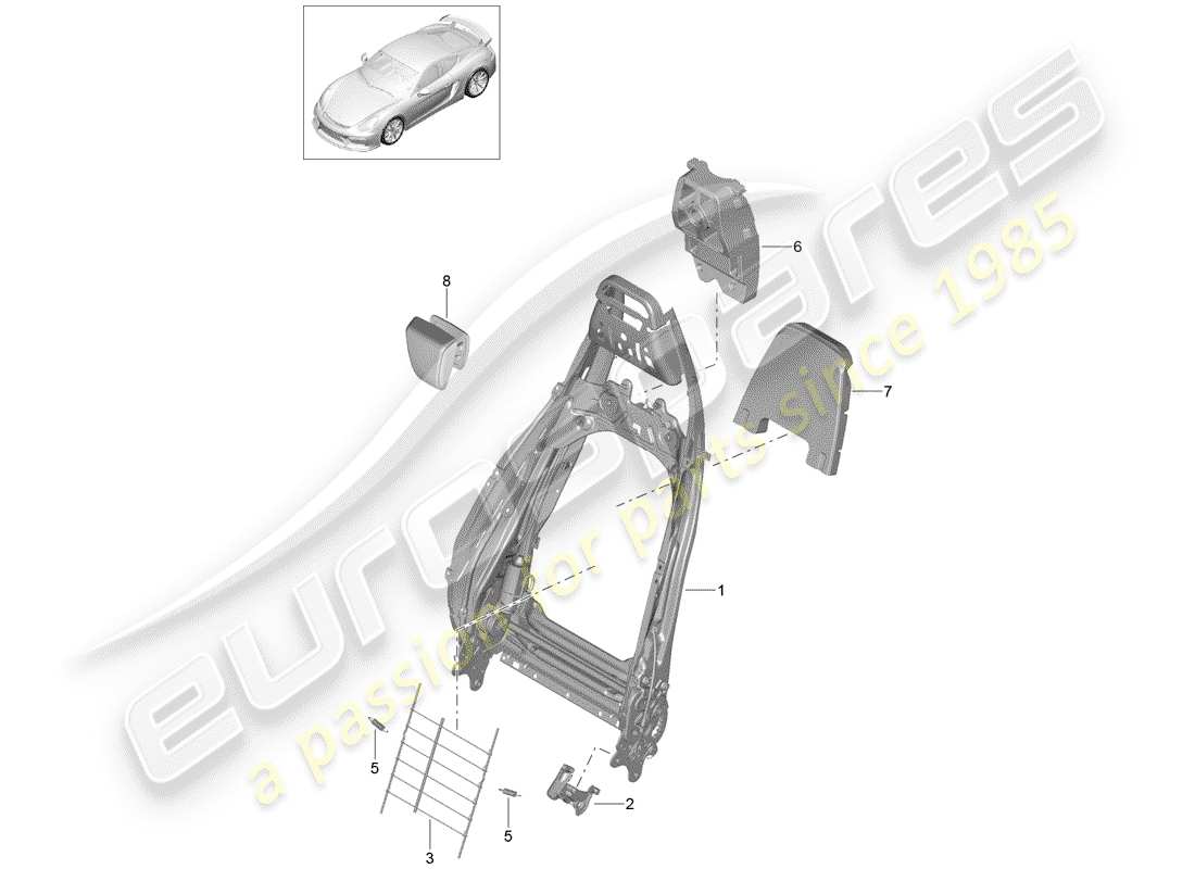 porsche 2016 (981 cayman gt4) cadre de dossier schéma des pièces