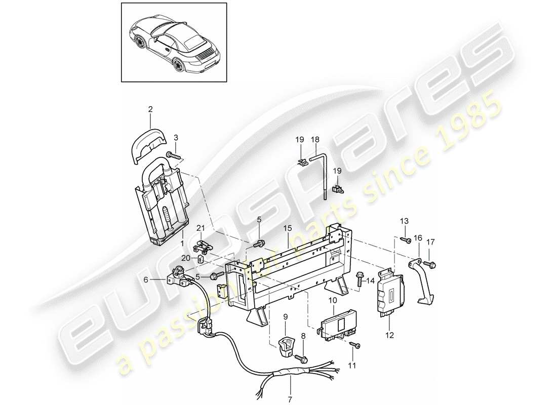 porsche 2012 (997-2) barre de rouleau schéma des pièces