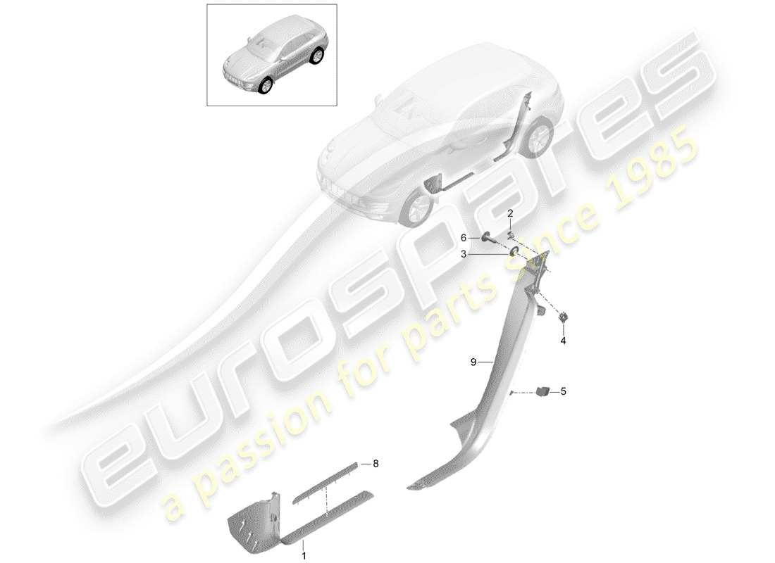porsche 2014 (macan) diagramme des pièces de doublure