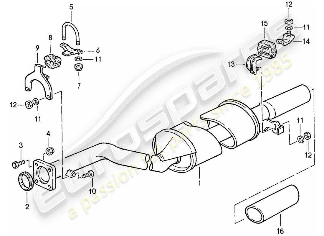 porsche 1991 (944) système d'échappement - silencieux d'échappement, arrière schéma des pièces