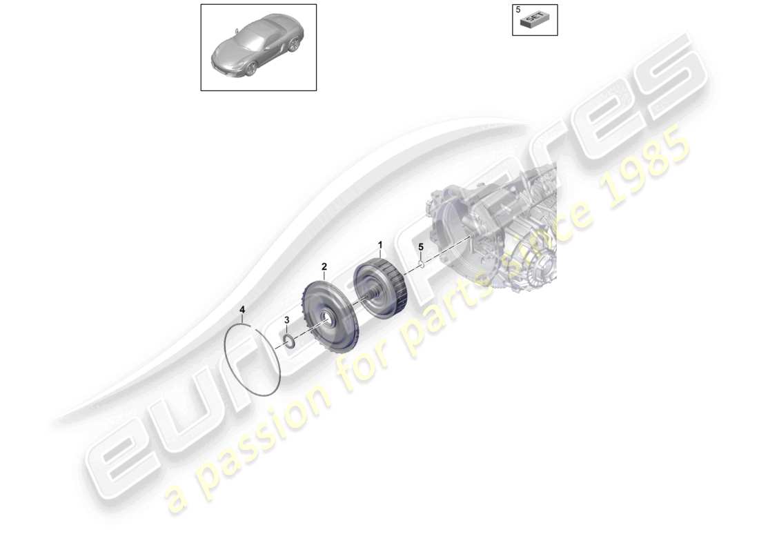 porsche 2012 (981 boxster) - pdk - embrayage de boîte de vitesses pour boîte de vitesses à double embrayage schéma des pièces