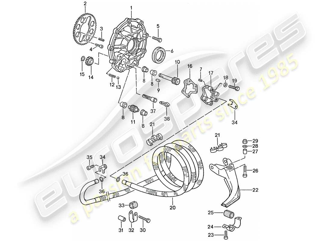 porsche 1990 (944) refroidissement d'huile schéma des pièces