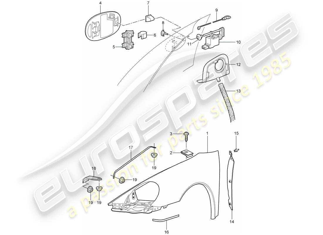 porsche 2007 (997-1) aile schéma des pièces