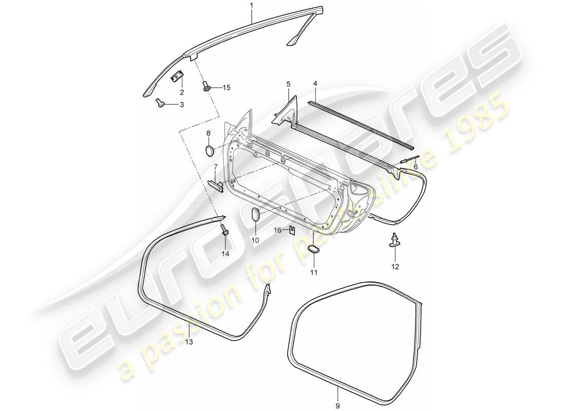 porsche 2007 (997-1) joint de porte schéma des pièces
