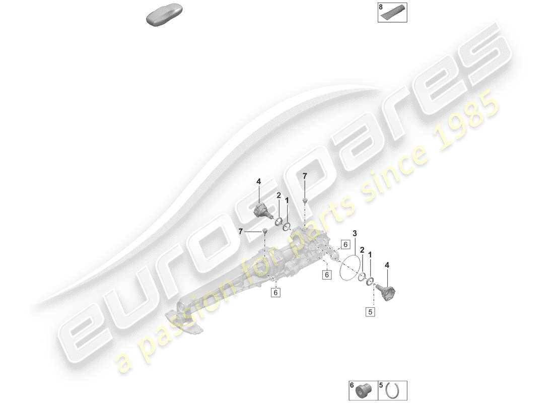 porsche 2019 (992-1) différentiel d'essieu avant schéma des pièces