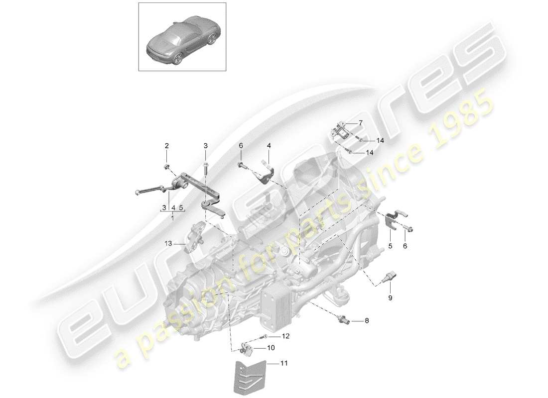 porsche 2014 (981 boxster) boîte de vitesses manuelle schéma des pièces