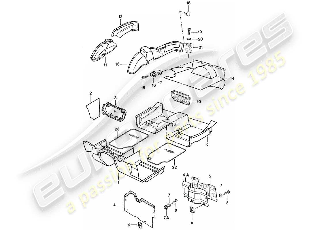 porsche 1981 (924) garniture - f >> 92-cn406 384 - f >> 93-cn100 861 schéma des pièces