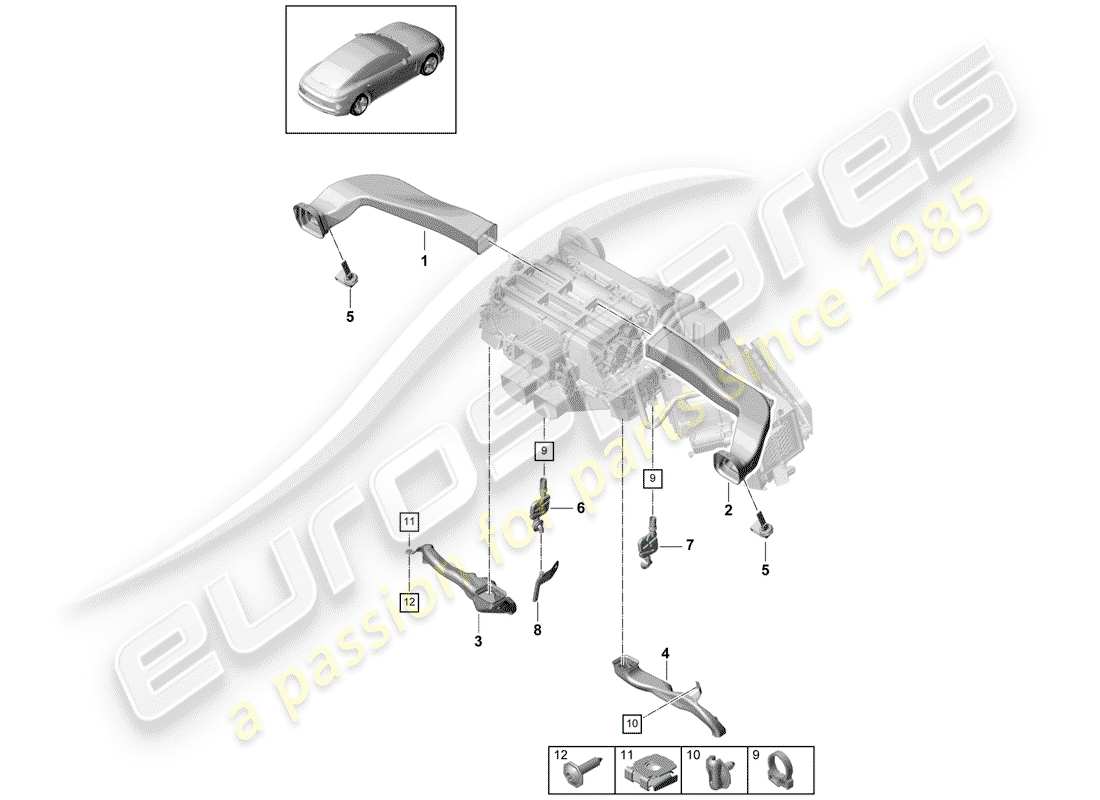 porsche 2017 (panamera 971-1) diagramme des pièces du conduit d'air