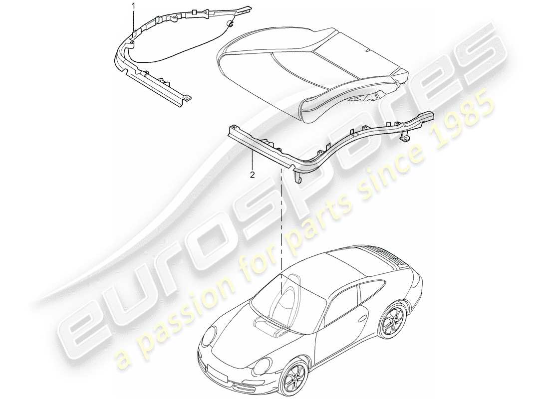 porsche 2005 (997-1) schéma des pièces du porte-coussin
