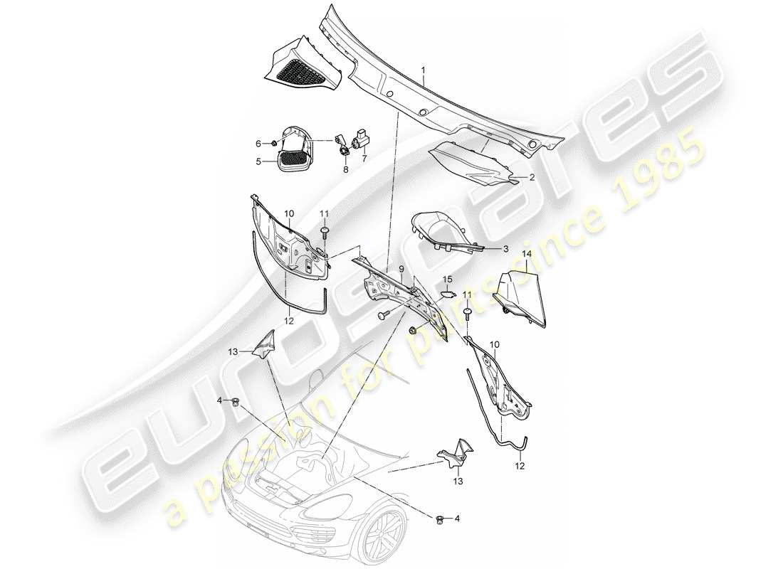 porsche 2011 (cayenne e2 92a) couverture schéma des pièces