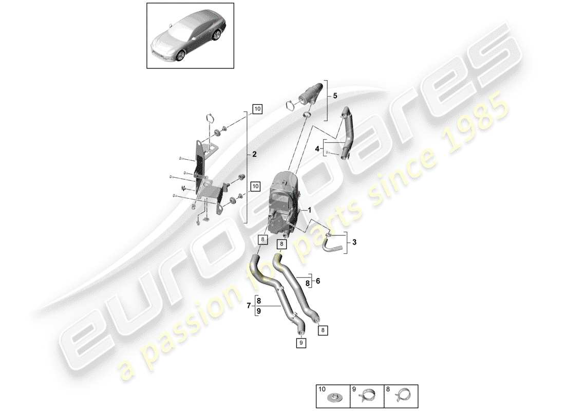 porsche 2020 (panamera 971-1) chauffage d'appoint schéma des pièces