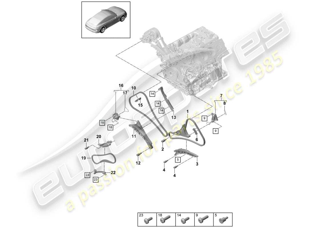 porsche 2020 (panamera 971-1) chaîne de distribution schéma des pièces